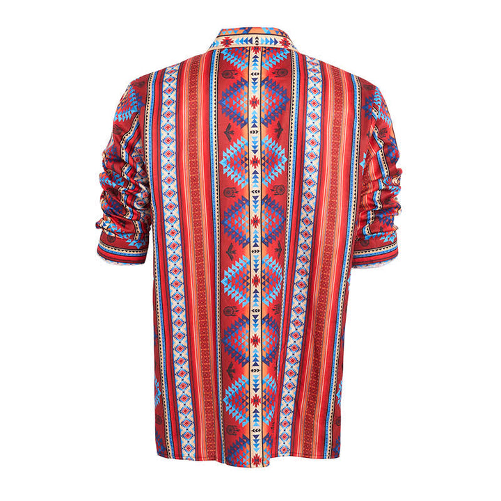 Orangefarbenes Herrenhemd im Südwest-Tribal-Stil mit 3D-Druck - image 9