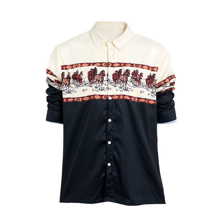 Herren-Cowboyhemd im Südwest-Azteken-Stil mit 3D-Druck, blau - image 8