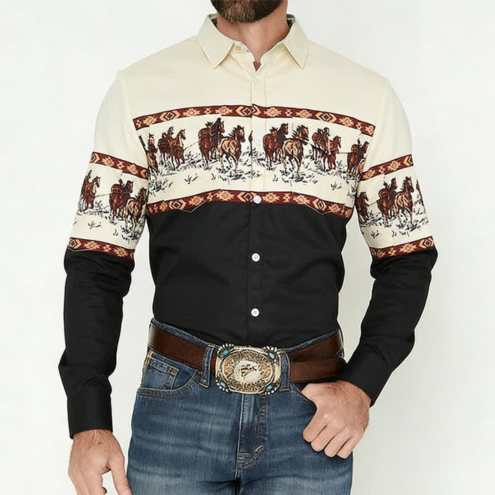 Herren-Cowboyhemd im Südwest-Azteken-Stil mit 3D-Druck, blau - image 1