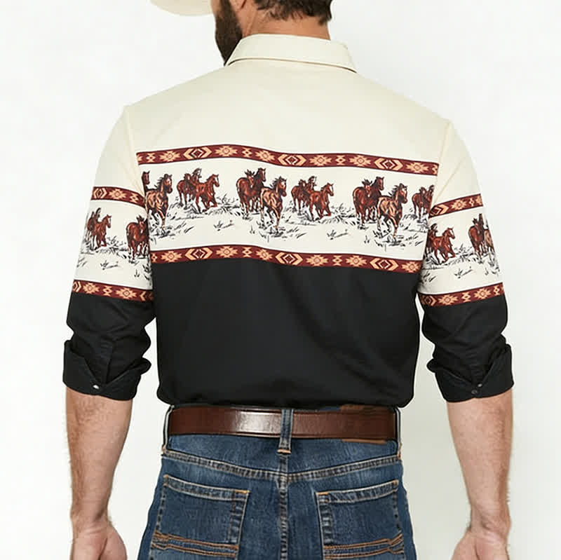 Herren-Cowboyhemd im Südwest-Azteken-Stil mit 3D-Druck, blau - image 2
