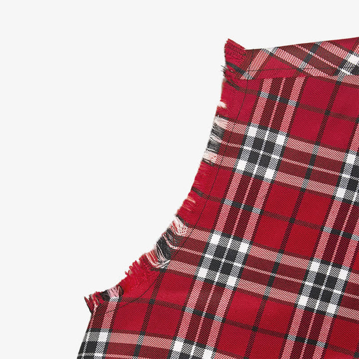 Ärmelloses Herrenhemd mit Fransen im Western-Stil, rot-kariert, ärmellos - image 4