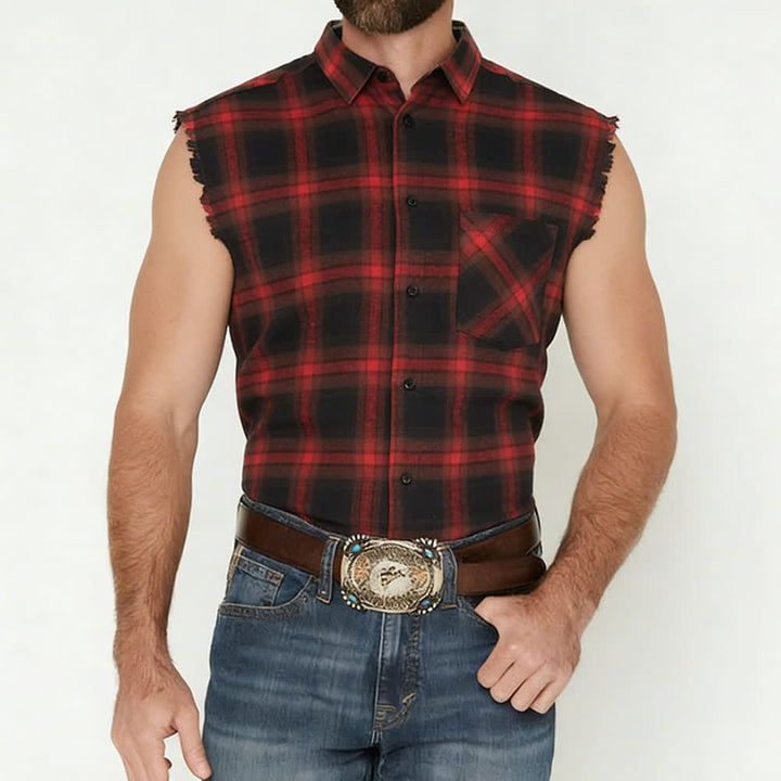 Ärmelloses Hemd/Weste im Western-Stil mit Karomuster für Herren - image 11
