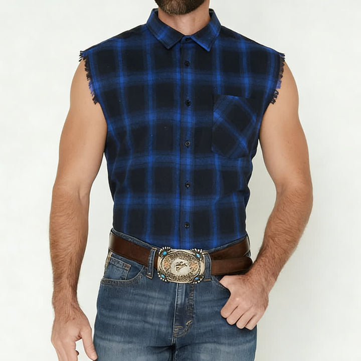 Ärmelloses Hemd/Weste im Western-Stil mit Karomuster für Herren - image 1