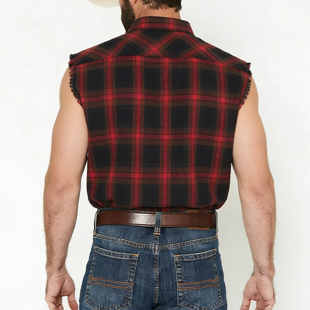 Ärmelloses Hemd/Weste im Western-Stil mit Karomuster für Herren - image 12