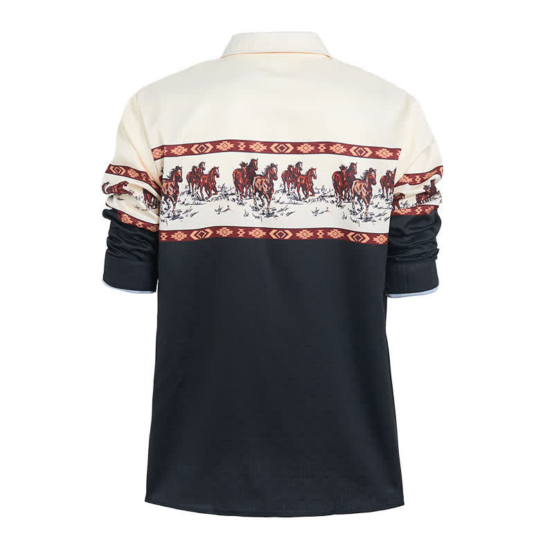 Herren-Hemd mit Pferdeprint im Color-Block-Design - image 9