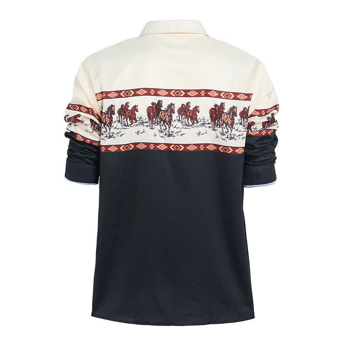 Herren-Hemd mit Pferdeprint im Color-Block-Design - image 9