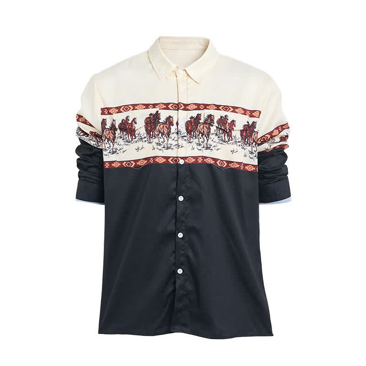Herren-Hemd mit Pferdeprint im Color-Block-Design - image 8