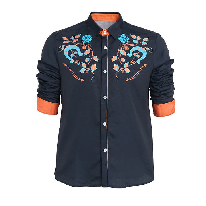 Robustes Herren-Cowboyhemd mit Hufeisen- und Rosenmuster im Westernstil - image 12