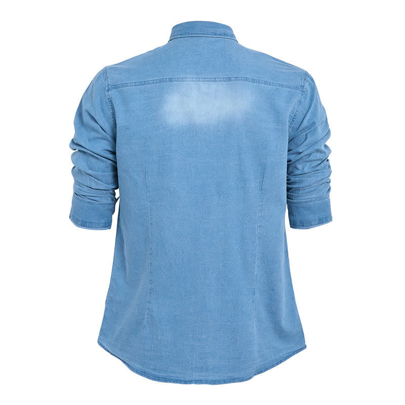 Lässiges Jeanshemd im Westernstil für Herren mit Brusttaschen - image 9