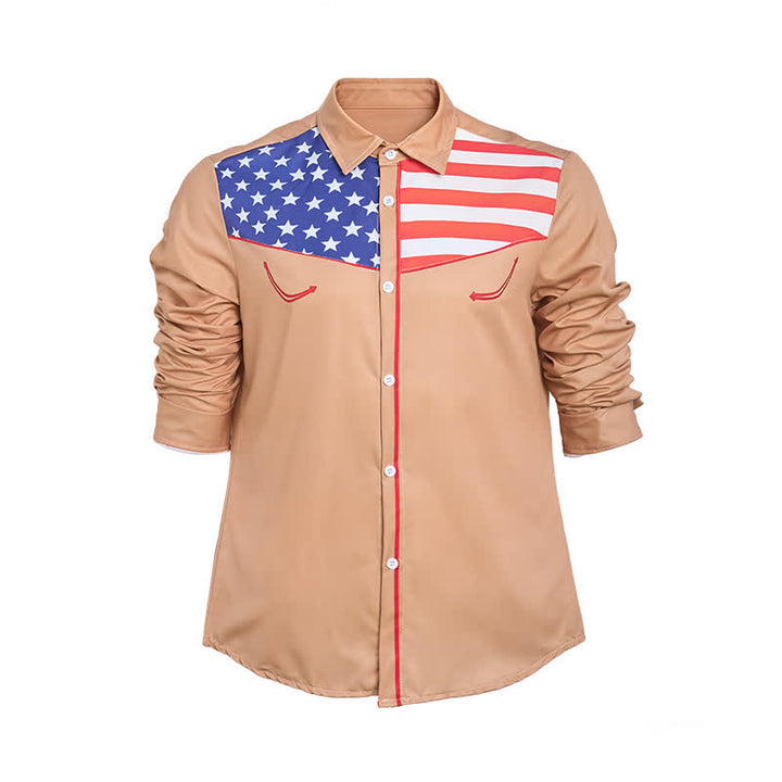 Herrenhemd mit Western-USA-Flaggenmuster und Knopfleiste - image 11