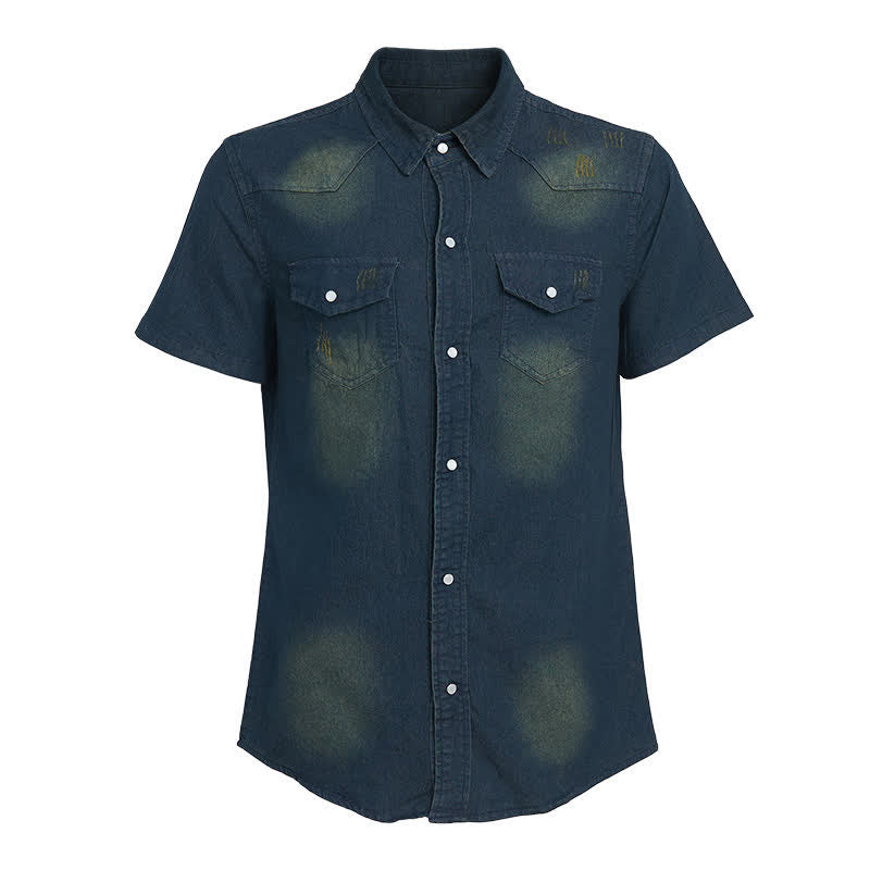 Herren-Western-Denimhemd im Vintage-Look mit kurzen Ärmeln - image 10