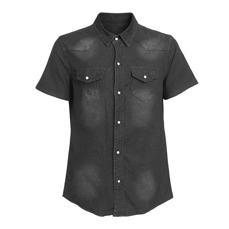 Herren-Western-Denimhemd im Vintage-Look mit kurzen Ärmeln - image 12