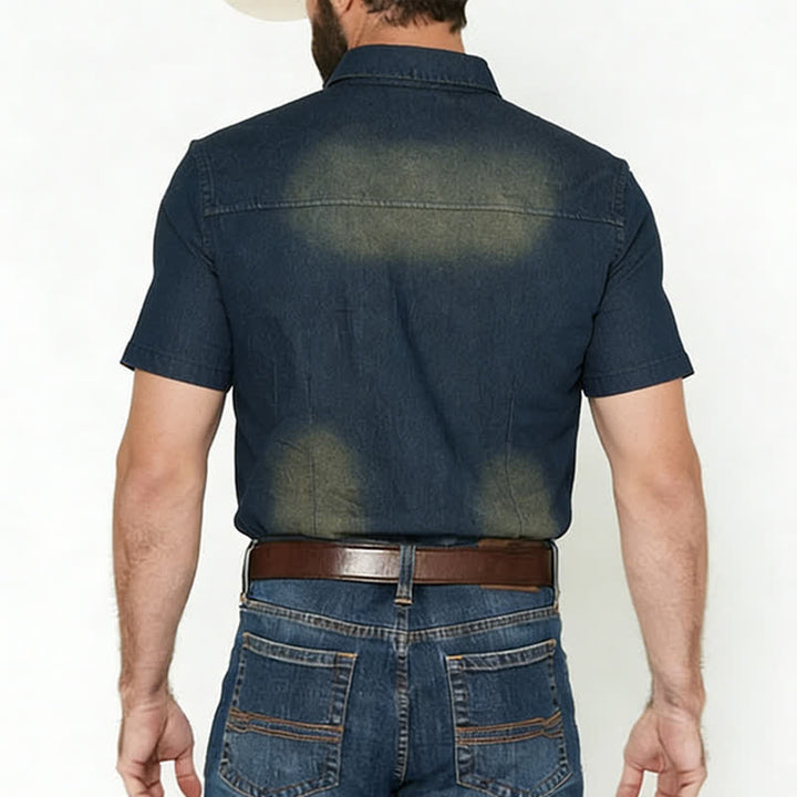 Herren-Western-Denimhemd im Vintage-Look mit kurzen Ärmeln - image 2