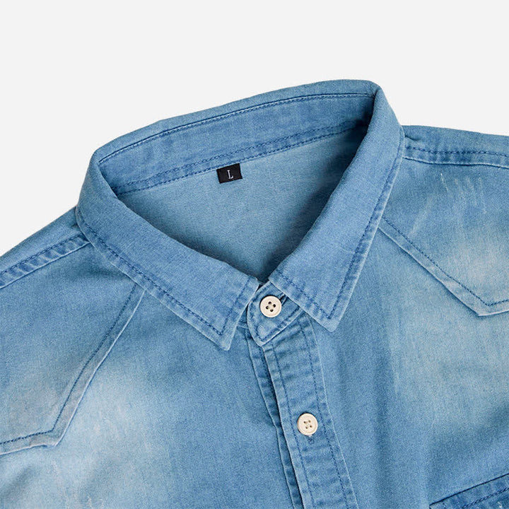 Lässiges Jeanshemd im Westernstil für Herren mit Brusttaschen - image 4