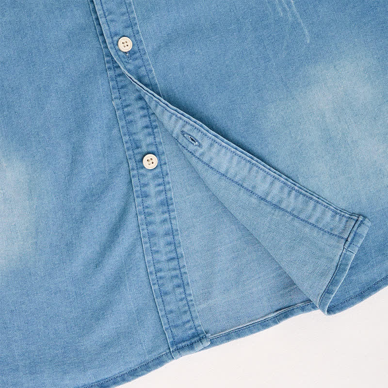 Lässiges Jeanshemd im Westernstil für Herren mit Brusttaschen - image 6