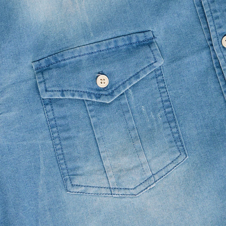 Lässiges Jeanshemd im Westernstil für Herren mit Brusttaschen - image 5