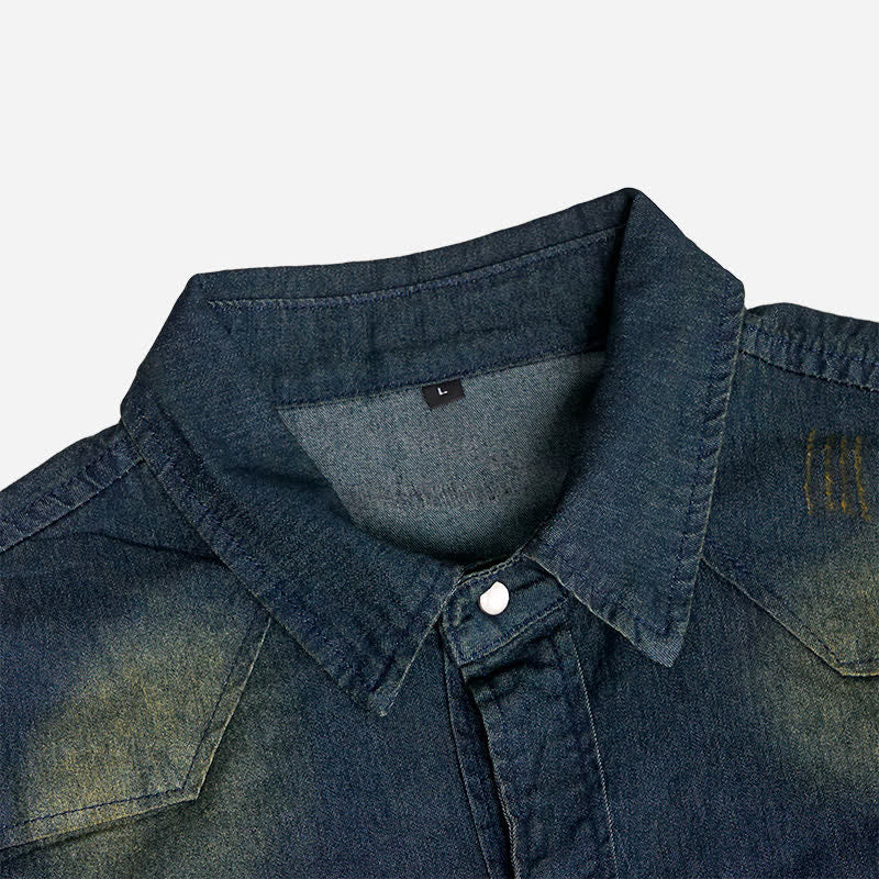 Herren-Western-Denimhemd im Vintage-Look mit kurzen Ärmeln - image 6