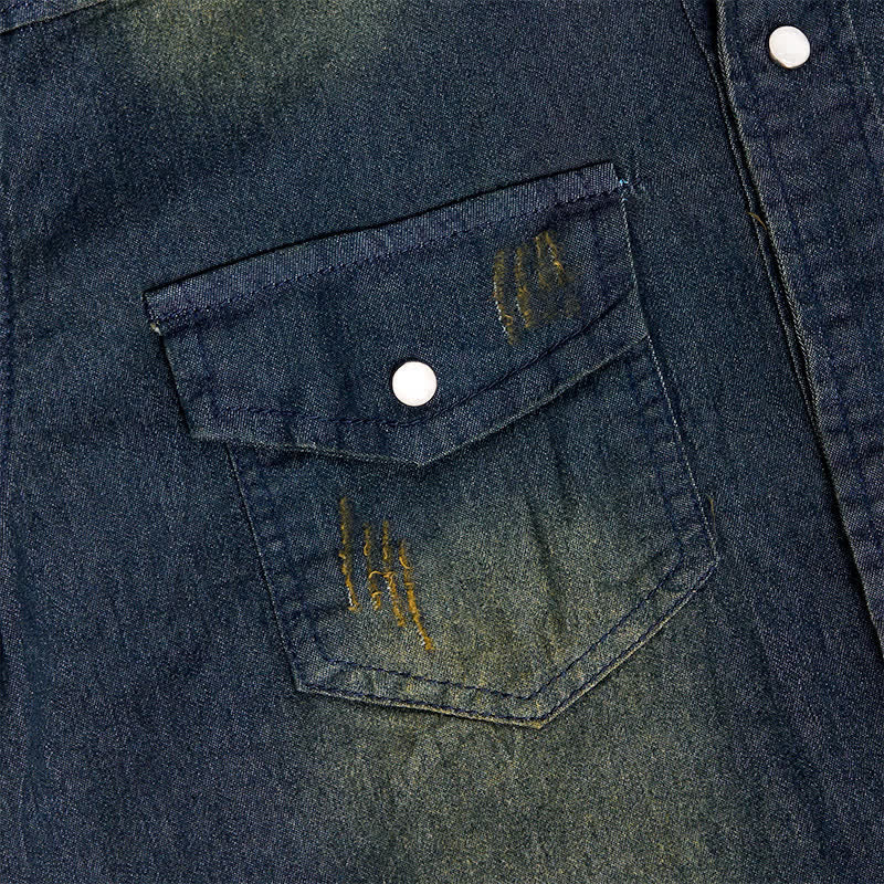 Herren-Western-Denimhemd im Vintage-Look mit kurzen Ärmeln - image 7