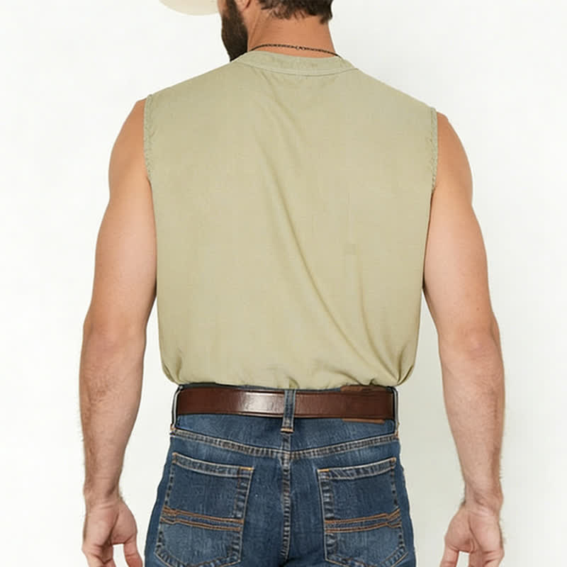 Ärmelloses T-Shirt-Weste für Herren, Sommer, verwaschene Farbe - image 2