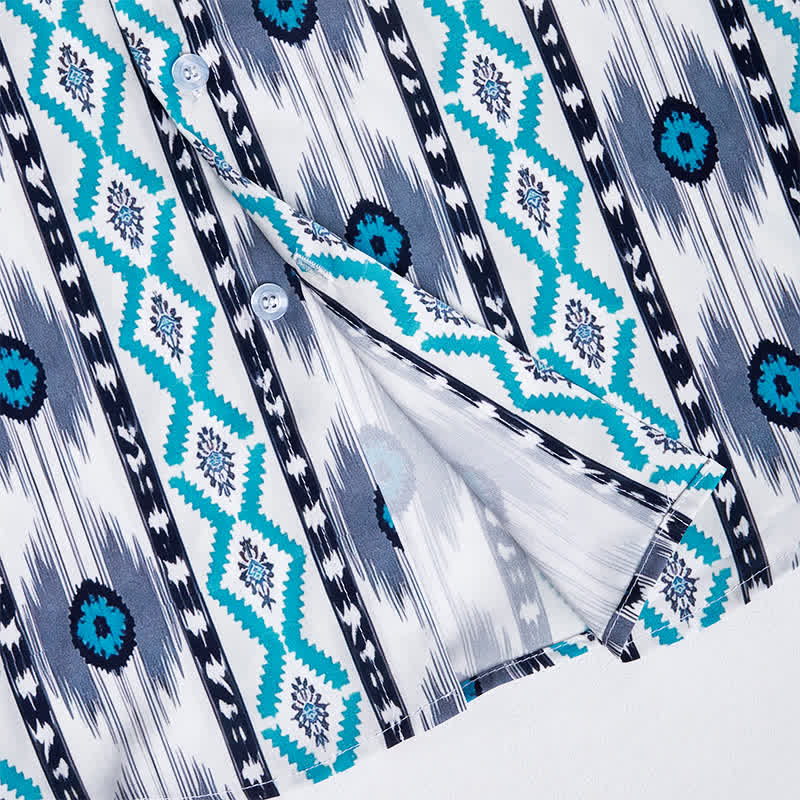 Herrenhemd im Westernstil mit blau-grauem Aztekenmuster und 3D-Druck - image 6