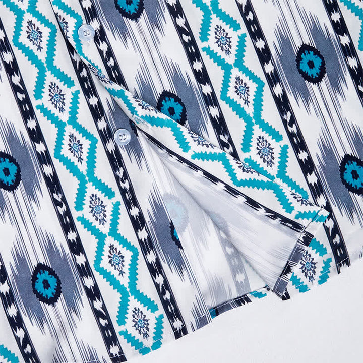 Herrenhemd im Westernstil mit blau-grauem Aztekenmuster und 3D-Druck - image 6