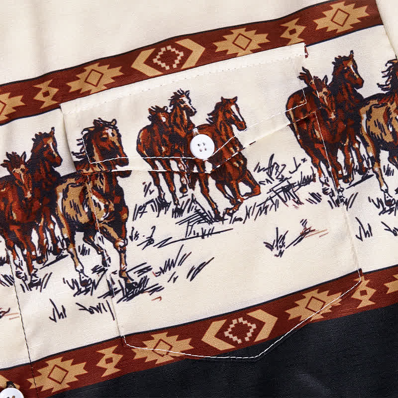 Herren-Cowboyhemd im Südwest-Azteken-Stil mit 3D-Druck, blau - image 5