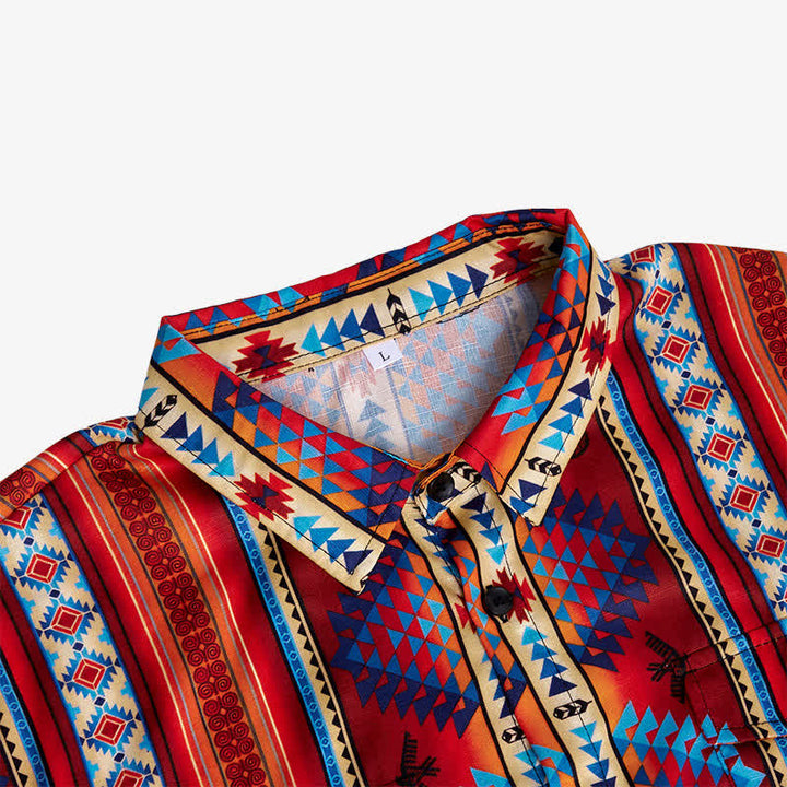 Orangefarbenes Herrenhemd im Südwest-Tribal-Stil mit 3D-Druck - image 4