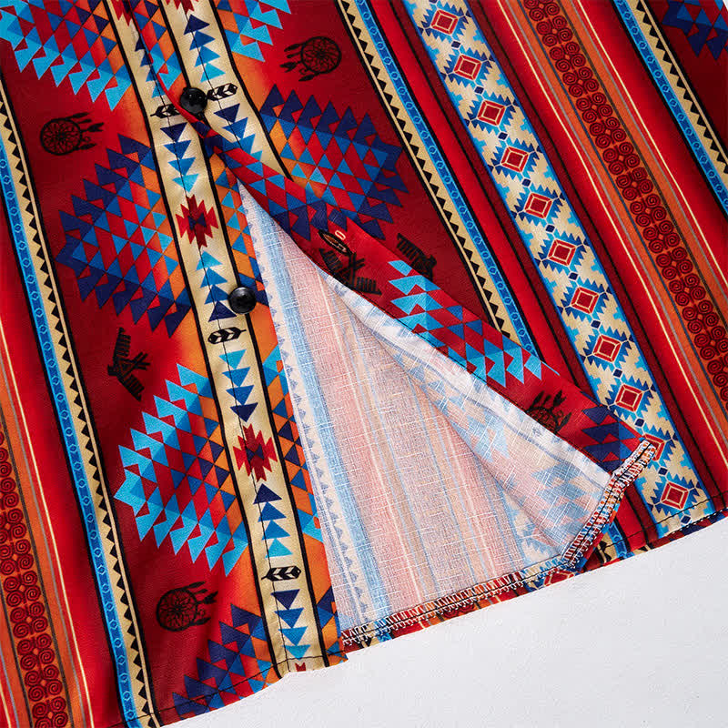 Orangefarbenes Herrenhemd im Südwest-Tribal-Stil mit 3D-Druck - image 6