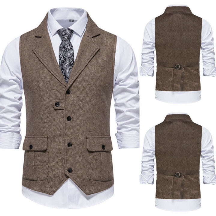 Herren-Anzugweste mit Reverskragen und Pattentaschen - Kaffee & Gleichbleibende Qualität vorne und hinten - 2XL - image 5