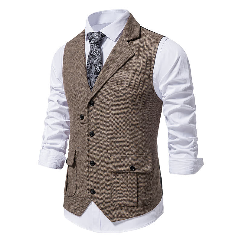 Herren-Anzugweste mit Reverskragen und Pattentaschen - image 6