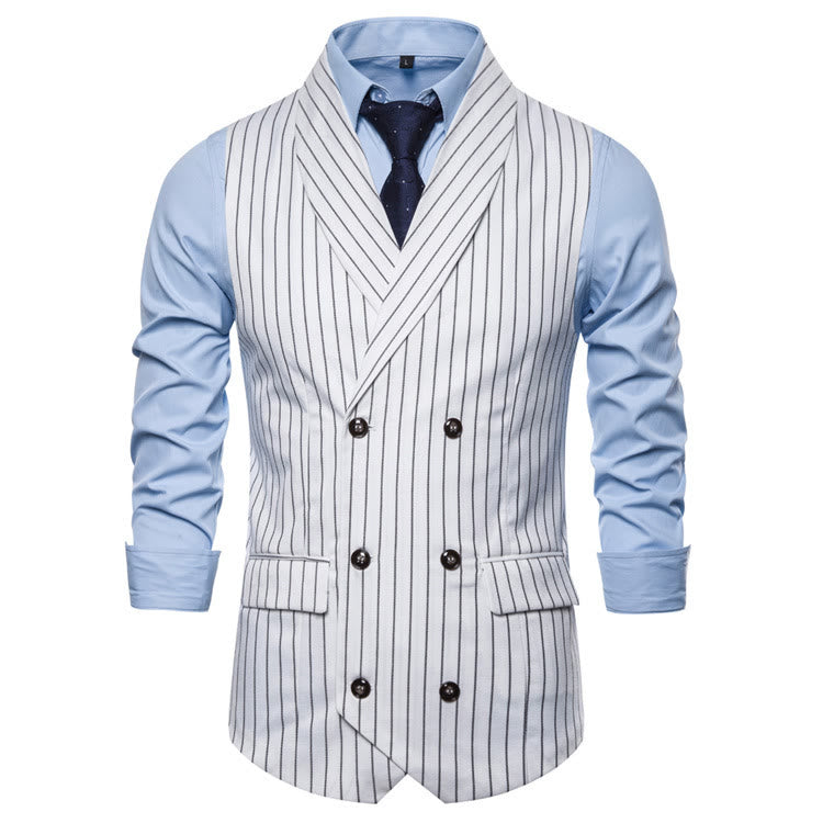 Slim-Fit-Streifenweste für Herren, eleganter Anzug - Weiß - 3XL - image 7