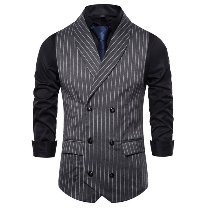 Slim-Fit-Streifenweste für Herren, eleganter Anzug - Dunkelgrau - 3XL - image 4