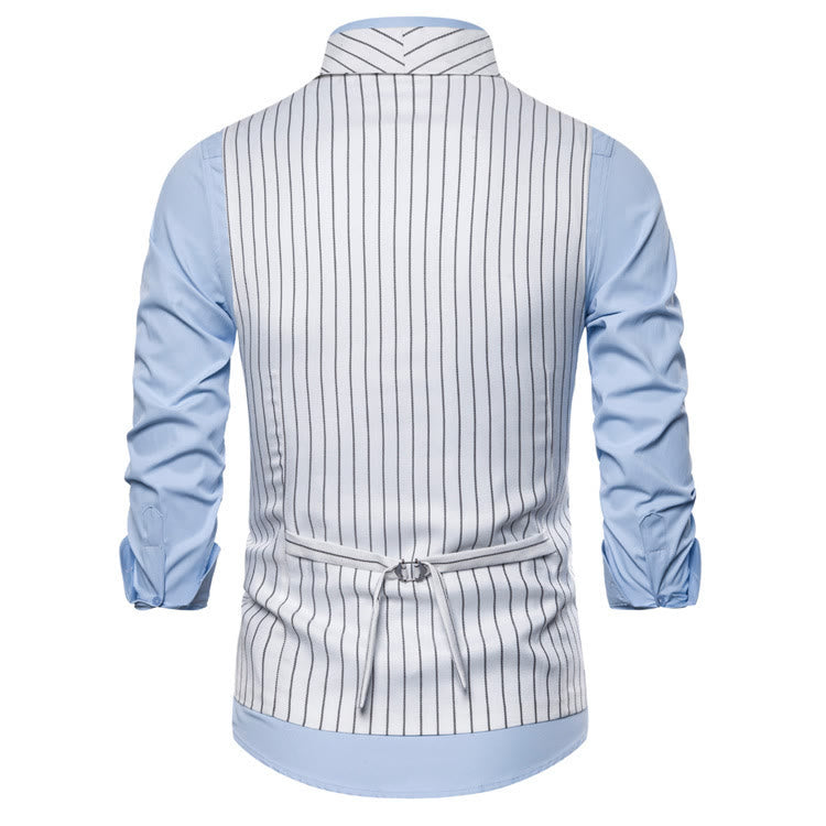 Slim-Fit-Streifenweste für Herren, eleganter Anzug - image 9