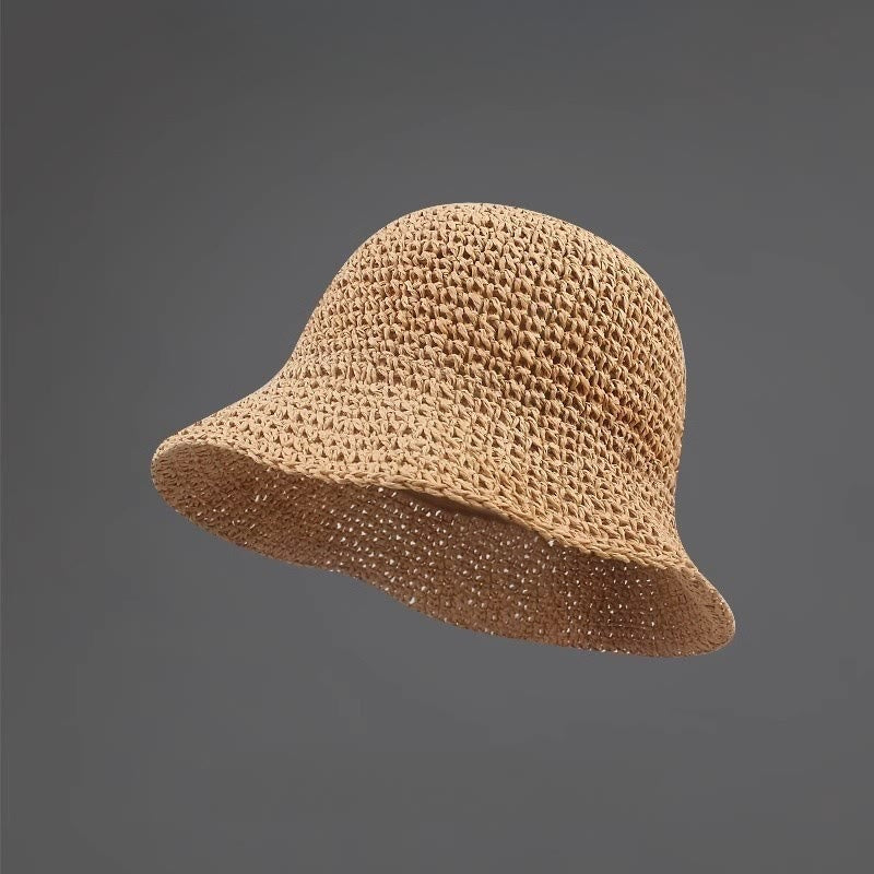 Atmungsaktiver, gehäkelter Strohhut für Damen – lässig, für jeden Tag und den Sommer - Khaki - Verstellbar (ca. 21 1/4"-22 7/8") - image 1