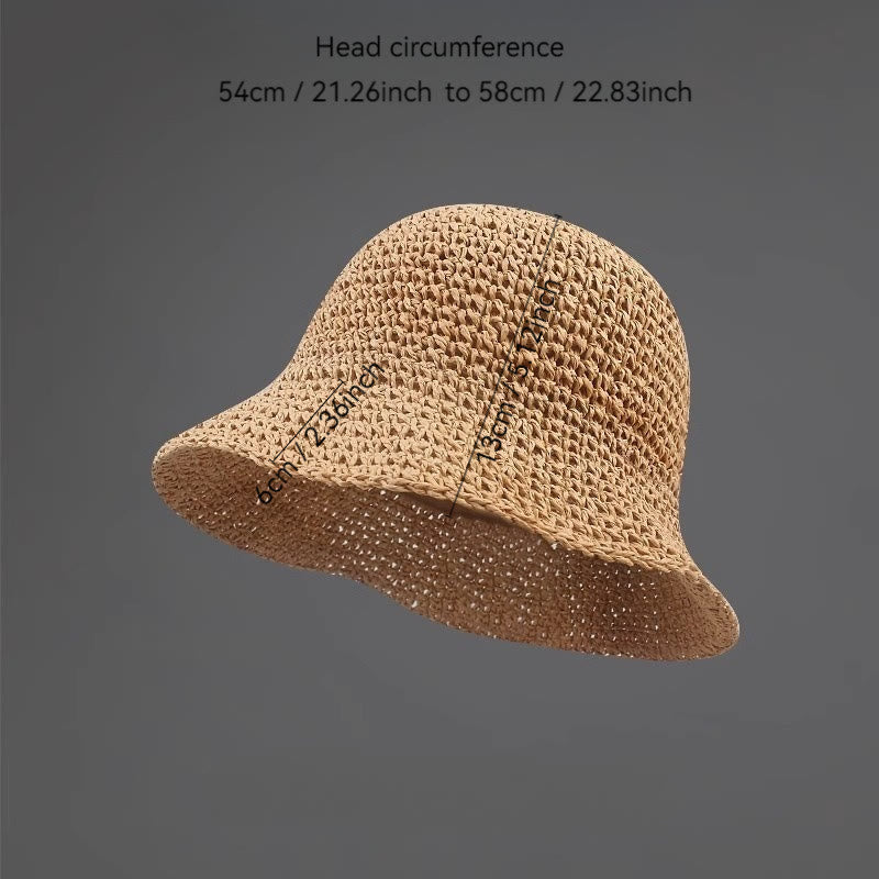 Atmungsaktiver, gehäkelter Strohhut für Damen – lässig, für jeden Tag und den Sommer - image 4