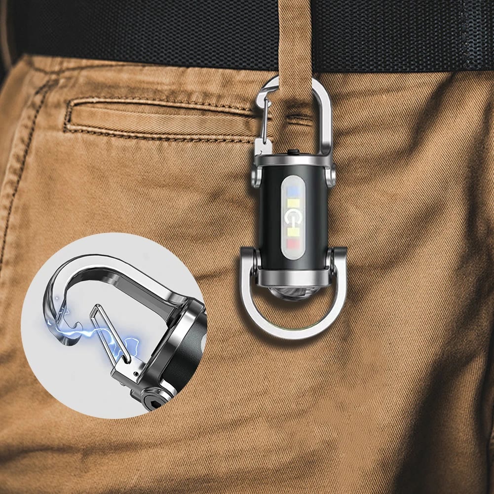 Multifunktionale, wasserdichte Mini-LED-Taschenlampe, tragbarer Schlüsselanhänger - Schwarz - image 0
