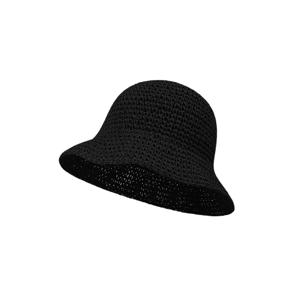 Atmungsaktiver, gehäkelter Strohhut für Damen – lässig, für jeden Tag und den Sommer - Schwarz - Verstellbar (ca. 21 1/4"-22 7/8") - image 6