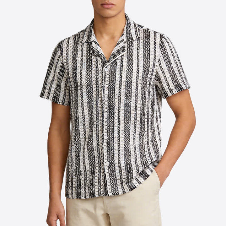 Klassisches, gestreiftes Strickhemd für Herren – Sommer - image 1