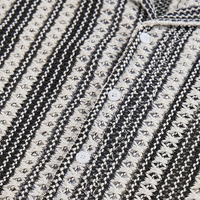 Klassisches, gestreiftes Strickhemd für Herren – Sommer - image 4