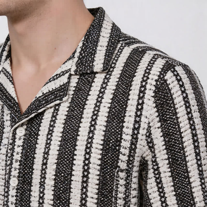 Klassisches, gestreiftes Strickhemd für Herren – Sommer - image 3