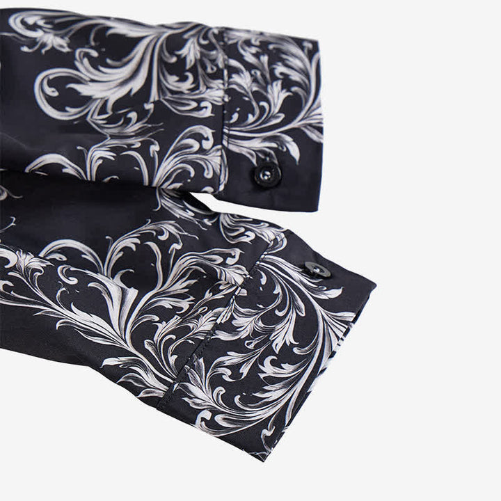 Herrenhemd im Western-Stil mit schwarzem und weißem Blumenmuster - image 7