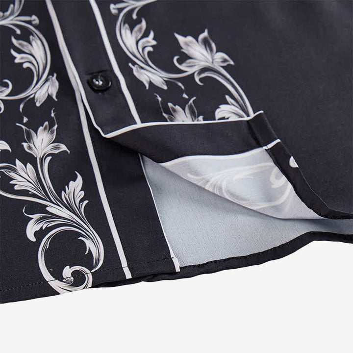 Herrenhemd im Western-Stil mit schwarzem und weißem Blumenmuster - image 6