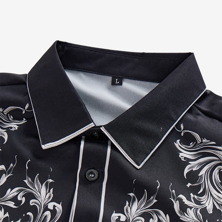 Herrenhemd im Western-Stil mit schwarzem und weißem Blumenmuster - image 4