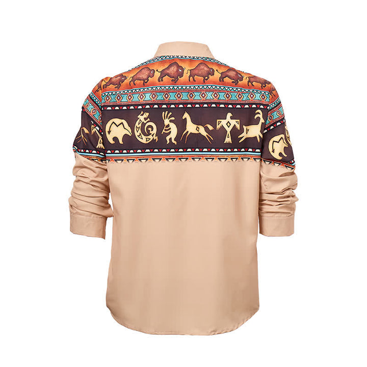 Herrenhemd mit Western-Indianer-Stammesmotiven, Bison- und Tiermotiven - image 9