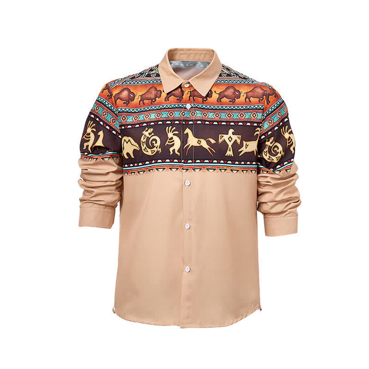 Herrenhemd mit Western-Indianer-Stammesmotiven, Bison- und Tiermotiven - image 8