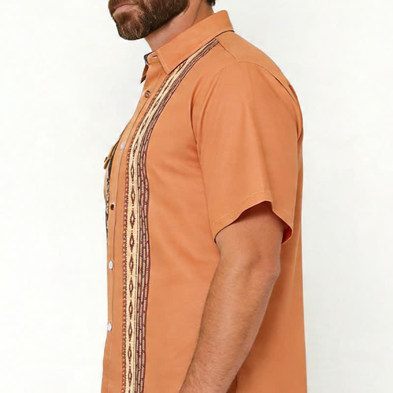 Herrenhemd im Western-Ethno-Stil mit aztekischem geometrischem Muster - image 3