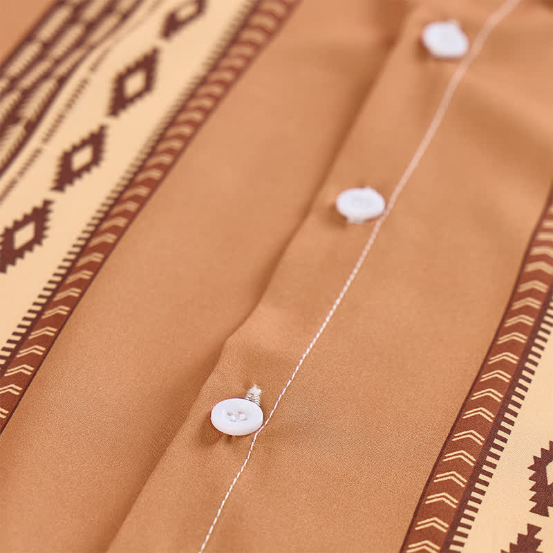 Herrenhemd im Western-Ethno-Stil mit aztekischem geometrischem Muster - image 5