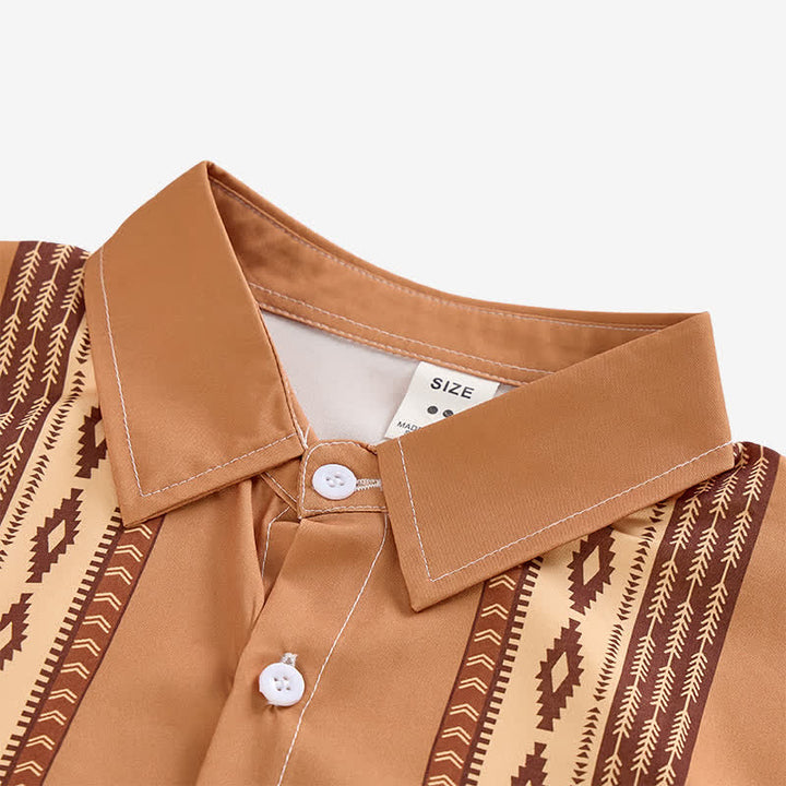 Herrenhemd im Western-Ethno-Stil mit aztekischem geometrischem Muster - image 4