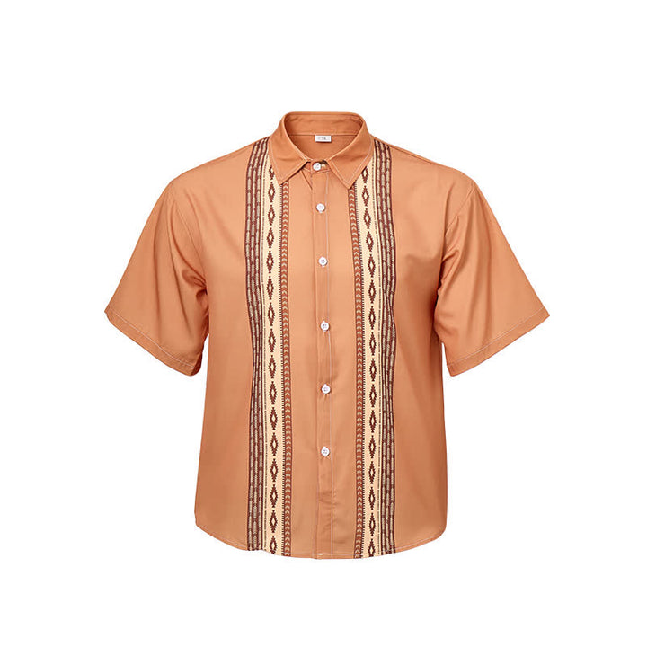 Herrenhemd im Western-Ethno-Stil mit aztekischem geometrischem Muster - image 8