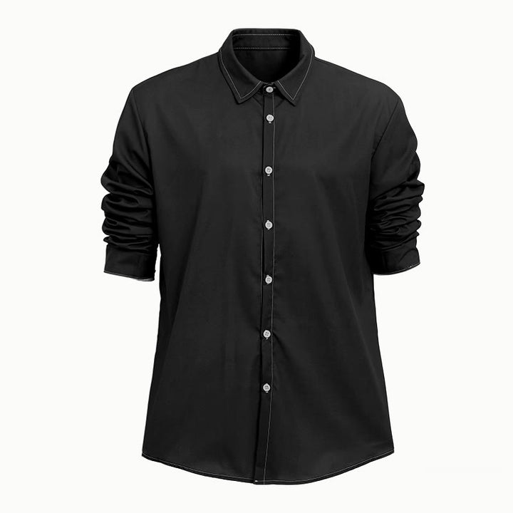 Elegantes Herrenhemd im Retro-Stil mit langen Ärmeln - Schwarz - 6XL - image 9